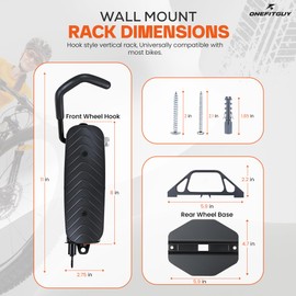 ONEFITGUY Bike Rack Garage Wall Mount, Swivel Foldable Vertical Bike Rack, Heavy Duty Bike Hangers for Garage, Bicycle Wall Mount Storage Hook, Holds Up to 66lbs, Easy Installation