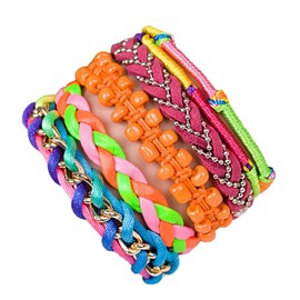 ANDANTE Hippie Fashion Bracelet Caribbean Ethnic Design One Size with Stainless Steel Magnetic Clasp (Model 4008), Stainless Steel