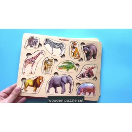 QUOKKA Wooden Puzzles for Toddlers 1-3 – 3xSET Toddler Toy Ages 2-4 – Montessori Learn