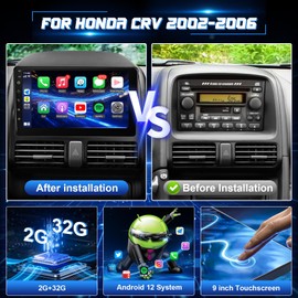 Leadfan Android 12 Car Stereo Radio for Honda CRV 2002-2006 Wireless Apple CarPlay Android Auto, 9 inch IPS Touchscreen for CRV Head Unit Bluetooth GPS WiFi GPS BT/Mirror Link/FM/Backup Camera+SWC