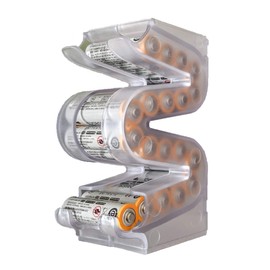 Battery Ladder (TM) Clear AA Battery Holder/Storage - Vertical Organizer Case That Holds 20 Batteries - Stackable, Expandable and Wall Mountable