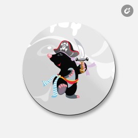 Unbranded Mole Pirate Animal | 4'' X 4'' Round Decorative Magnet