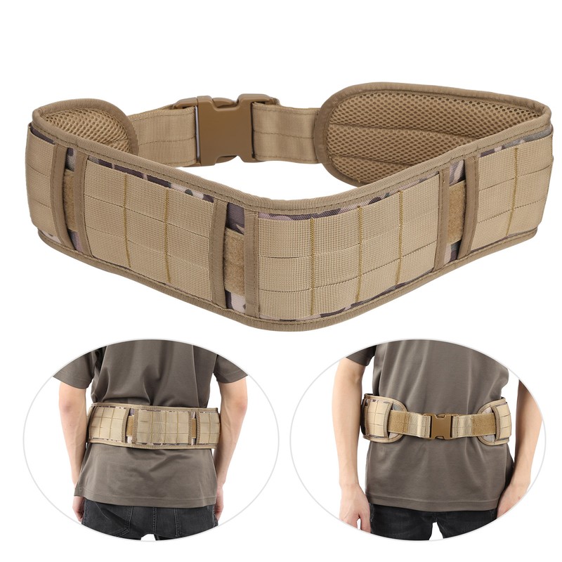 Outdoor Waist Belt Multifunctional Adjustable Military Hunting Widen Waist StrapKhaki