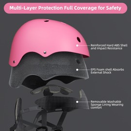 KORIMEFA Kids Bike Helmet Toddler Helmet for 2-13 Years Old Boys Girls Adjustable Skateboard Helmet Multi-Sports Lightweight Helmet Safety Protection Gear for BMX Cycling Skateboard Scooter