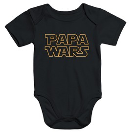 MoonWorks Papa Wars Short-Sleeved Baby Bodysuit Organic Cotton, black