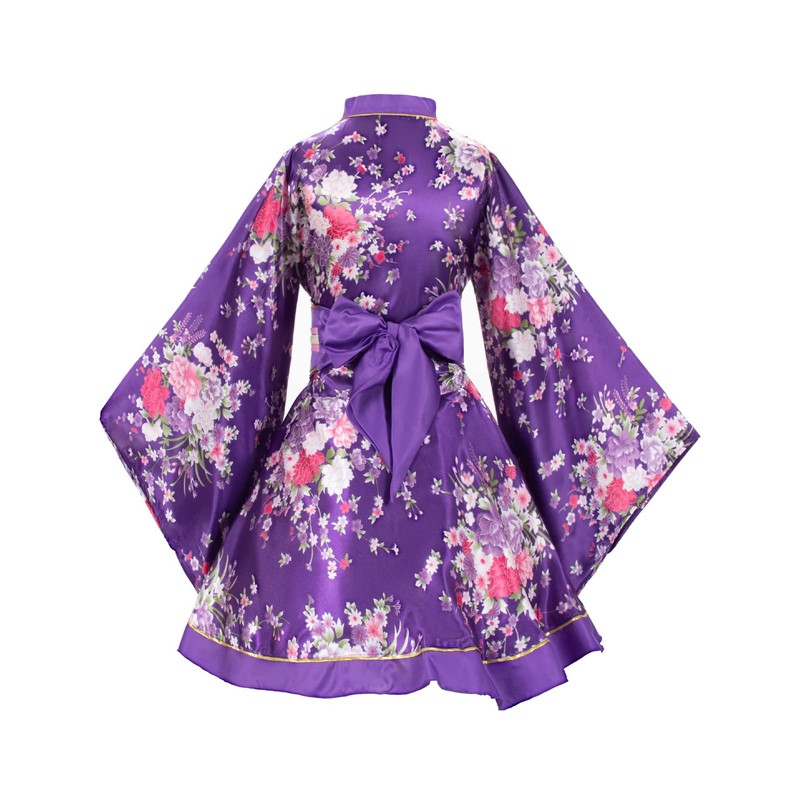 Japanese Anime Women's Dance Kimono Robe Fancy Dress Yukata Silk