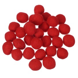 uxcell 30 Pcs Wool Felt Balls Beads, 0.8 Inch Felt Pom Poms for Crafts, Handmade Pompoms Bulk Small Bead for Nursery Handicrafts and DIY Art Decoration, Red