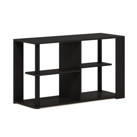Furinno Romain Narrow End Table with Shelves, Espresso/Black