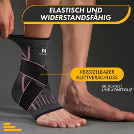 NativoDex Ankle Brace for Stabilizing and Preventing Sprains, Support and Compression for Ankle Injuries, Sports with Adjustable Velcro Fastener (Pink, M)