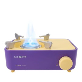 Gas One Butane Fuel Camp Stove – Crate Series - Mini Stove for Camping, Hiking – Portable Gas Stove with Spiral Flame – Even Heat Distribution – Modern and Easy to Use (Violet)