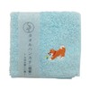 Keisuu Kurumin Towel Handkerchief, Embroidery, Dog, Light Blue, 9.8 x