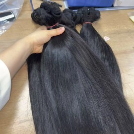 Raw Vietnamese Hair Indonesian Curl Unprocessed Cuticle Aligned Temple Double Weft Raw Loose Deep Wave Human Hair Bundlesstyle: Straight 1bundle, color: natural black, Stretched Length: 28 Inches