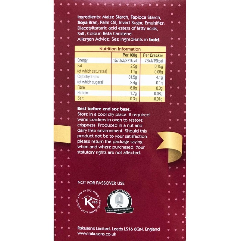 Rakusen's of Yorkshire Gluten Free Flame Baked Matzos, 200g