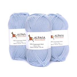 Juego de 3 madejas de lana 100% pura (150 gramos) peso DK – procedente directamente del Perú, suave y perfecto para tejer y ganchillo (azul cielo)