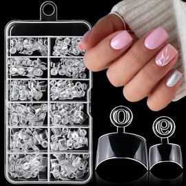 240pc French Square Gel Nail Tips Short Fake Nails Clear Press ons Nail, Short Square Nails Tips Acrylic Nails Extension French Soft Gel Nails Tip Half Cover False Nail Clear Artficial Fingernails