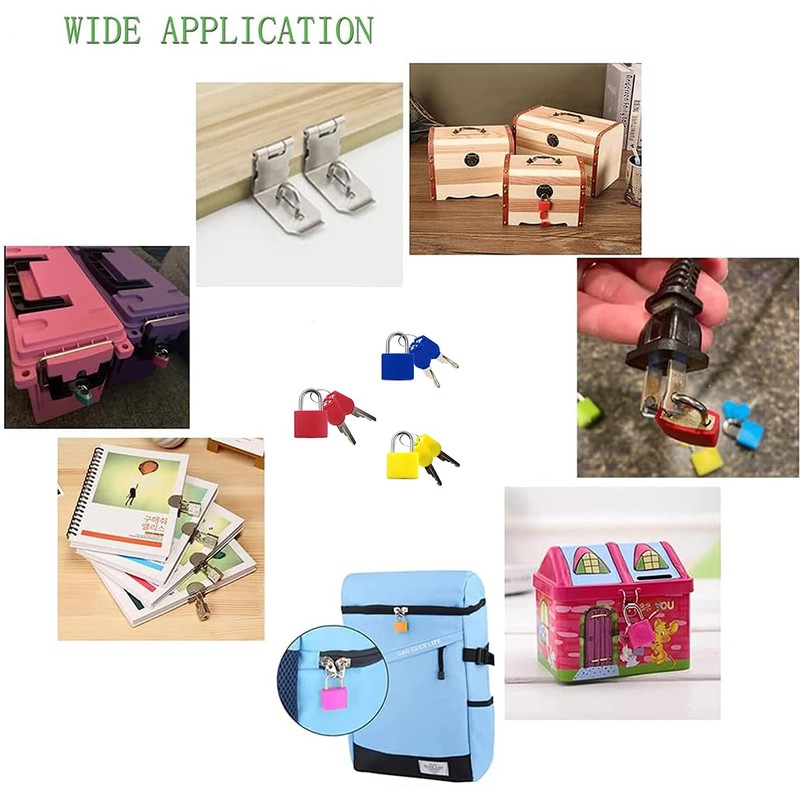 Suitcase Locks with Keys - 3pcs Small Coloured Mini Padlocks