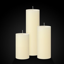 Shihanee Set of 6 Pillar Candles and Glass Cylinder Vases Clear Cylinder Holders for Slim Tall Pillar Candles Wedding Centerpieces