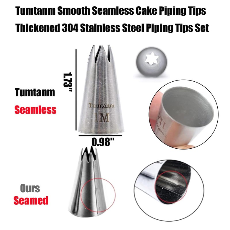 #1M #2D #4B #6B Large Piping Nozzles, 4 pcs Stainless