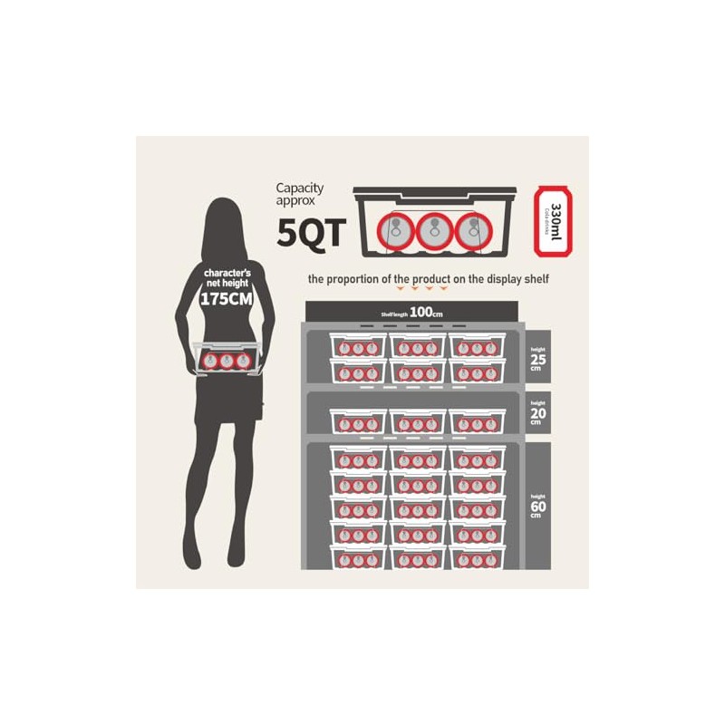 YYXB Clear Black Storage Bins with Lids, 12 Pack Plastic