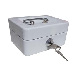 FAST WORLD SHOPPING ® Metal Cash Box with Keys and Handle, 12.5 x 9.5 x 6 cm, Portable Money Box for Storing Coins and Banknotes, Safe for Money, Ideal for Home and Office