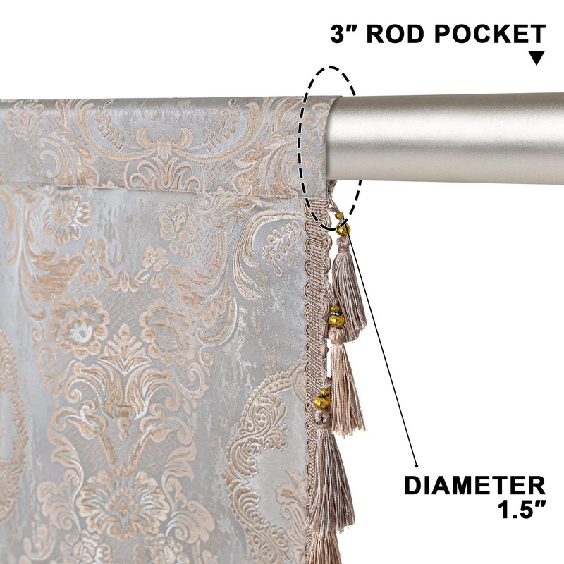 Classic Waterfall Valances for Windows W79 Inch, Gray&Beige