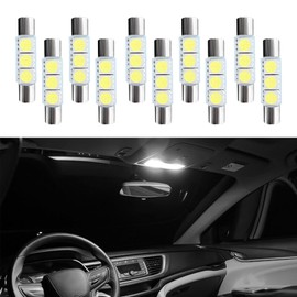 QZTYTY 10PCS T6 5050 Car LED Sun Visor Lights, Festoon LED Bulb, Car 28mm LED Reading Light, Car Interior Sun Visor Vanity Mirror Dome Light Lamp Universal for Most Vehicles (White)