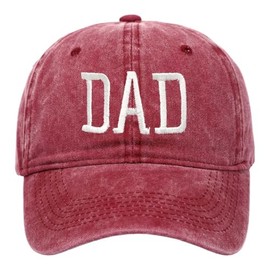 Dad 2025 Promoted to Daddy Established Hüte für Männer Gewaschene Distressed Baseballkappe Bestickte pigmentgefärbte Profil Baumwollkappe Head Cap (Wine One Size)
