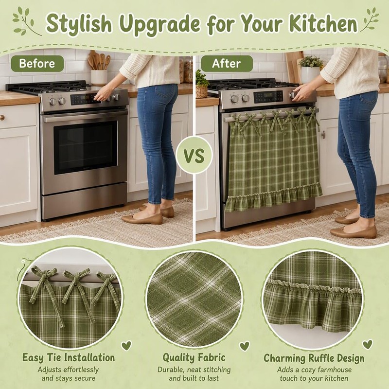 Oven Skirt, Oven Skirt Curtain for Door, Kitchen Decorative Cabinet