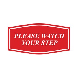 Fancy Please Watch Your Step Sign (Brushed Gold) - Small 2 Pack