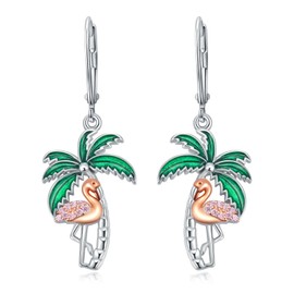 KZX Flamingo Earrings 925 Sterling Silver Flamingo Dangle Earrings Pink Flamingo Jewelry Gifts for Womens Girls