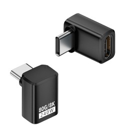 QIANRENON 90° Winkel USB4 2.0 C Schnellladung Daten Adapter 80Gbps USB Typ C Stecker auf Buchse Volle Funktion Rechtwinkliger Anschluss PD240W 8K Al Gehäuse, für Phone Tablet, Positive Biegung, 2Pcs