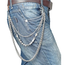 XINSHUN WYhui Hip Mall Men Non-mainstream EMO Rock Trousers Wallet Key Chain Punk Pants Skull Tide Stud Motorcyle Jean Gothic