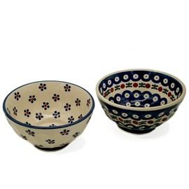 Bunzlauer Multi-Purpose Bowls 13.5 cm Ribbed Set of 2 (Margaret and Wreath)