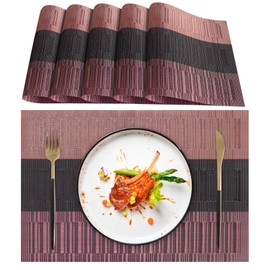 Lumaca Washable Placemats, Set of 6 Place Mats Made of 70% PVC and 30% Polyester, Easy to Clean, Non-Slip, Heat Resistant, Ideal for the Kitchen Table, Red