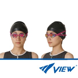 VIEW Swimming Gear V-230ASA Blade Orca SWIPE Racing Swim Goggles, Clear/Dark Pink Mirrored Lens
