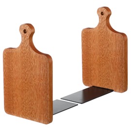 Jetec Wood Bookends, Kitchen Cookbook Bookends Quality Cutting Board Decorative Wooden Book Ends for Office Files Magazine Kitchen Books (Ebony)