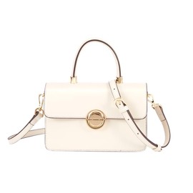 BOYATU Leather Vintage Handbags Women: Fashion Ladies Top Handle Purses Buckle Shoulder Purse for Women - Small Crossbody Handbags for Travel (White)