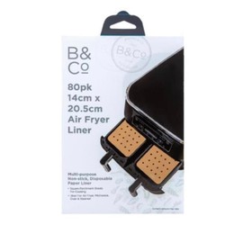 PMS 831144 Beige Air Fryer Sheets, 14 cm. x 20.5 cm. (80-Pack) -Perforated Non-Stick Liners, Plastic