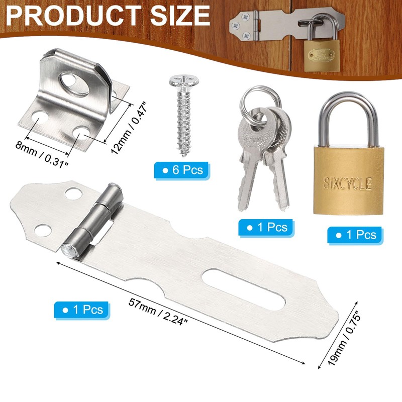 PATIKIL Door Lock Hasp Latch 2.2 Inch, Stainless Steel Safety
