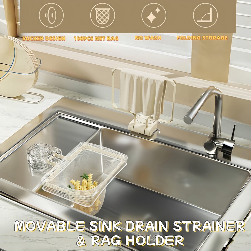 yikinb Movable Kitchen Sink Strainer, Large Opening Sink Strainer,Collapsible Rag