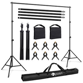 HPUSN Backdrop Stand - 10ft x 7ft Adjustable Photoshoot - Photo Backdrop Stand for Parties - Includes Travel Bag, Sand Bags, Clamps - Photo Video Studio