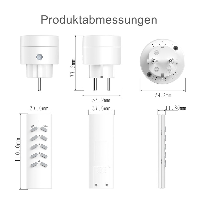 UCOMEN Radio Sockets with Remote Control, 5 Sockets with 2