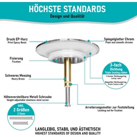 arteneur® Universal Bath Plug with Lighthouse Motif, Triple Seal, Adjustable, Rustproof, Extra Heavy for Stable Hold, Plug Bath Accessories