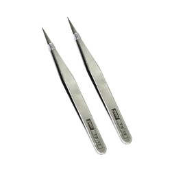 TopHomer 2 Packs Pointed Tweezers with Fine Tip Precision for Hair Removal Chip, Jewelry Electronic Repairing with Protective Cover (TS-12)