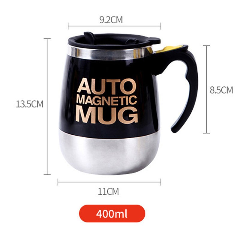 400ml Automatic Mixing Coffee Cup Stainless Steel Magnetic Stirring Cup