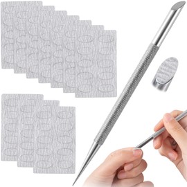 HINZIC Stainless Steel Nail Cuticle Pusher Tools Dual Ended Cuticle Remover Self-Adhesive Grey 180 Grit Sandpaper Sheets Nail Care Replacement for Women