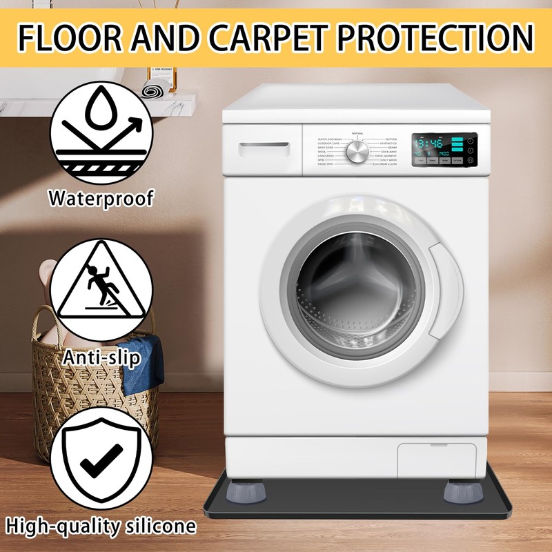Washing Machine Drain Pan 27"x27" with 4 Anti-Vibration Foot Pads