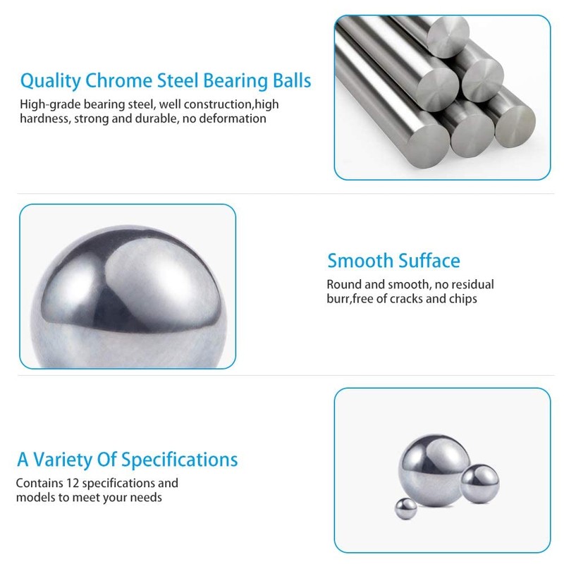 Breezliy 630 Piece Assorted Loose Bicycle Bearing Balls 1/4" 7/32"