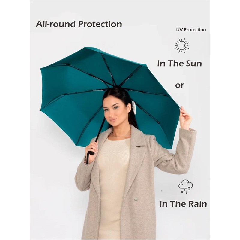 Windproof Travel Umbrella - Compact, Light, Full Automatic Open/Close -