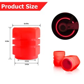 Fluorescent Car Tire Valve Stem Caps, 12PCS Auto Luminous Illuminated Wheel Valve Cover, Corrosion Resistant Glow in The Dark, Car Decor Accessories for Motorcycles, SUV, Trucks, Car (Red)